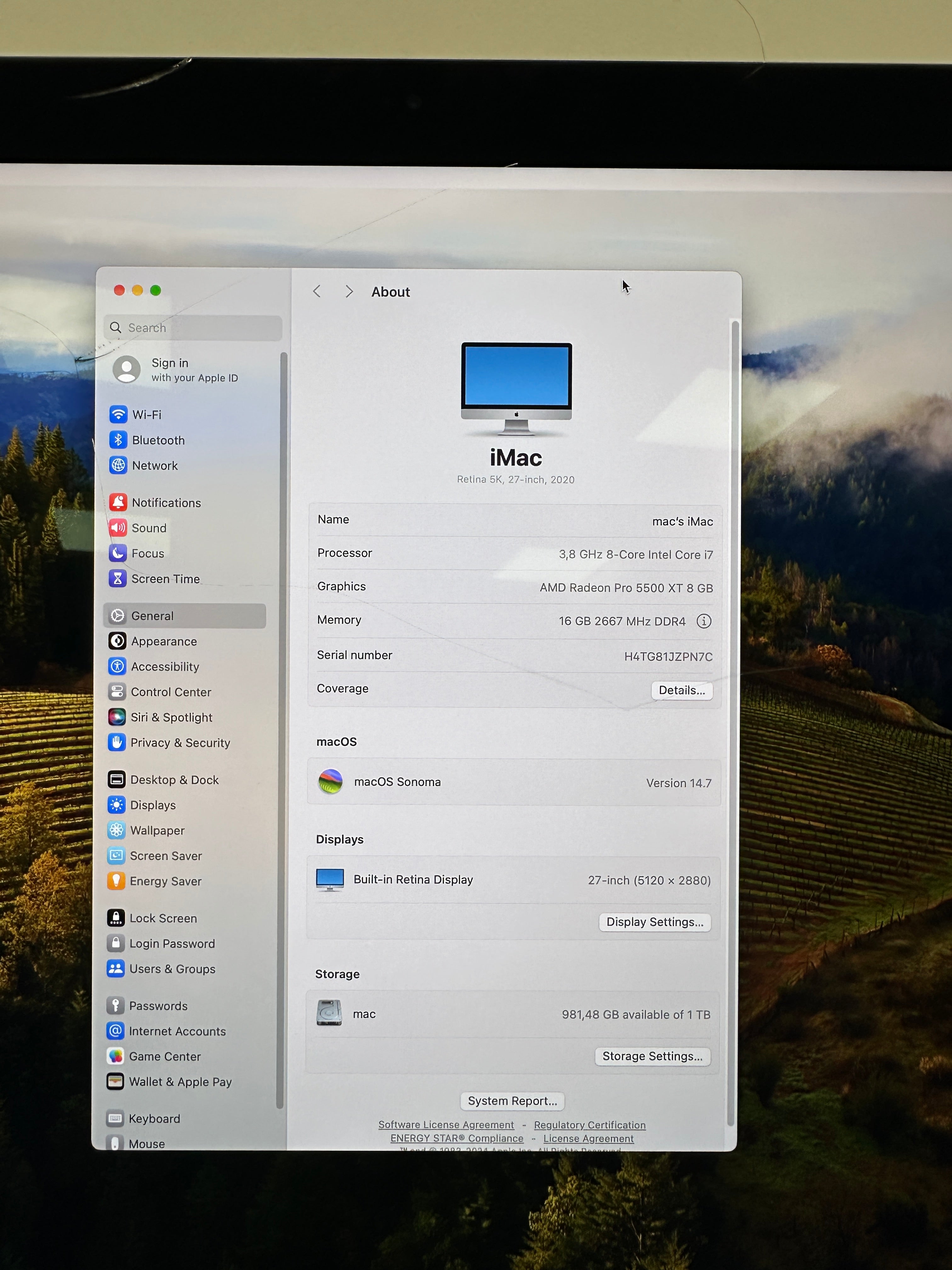 iMac 27" 2020 i7 16gb 1tb SSD