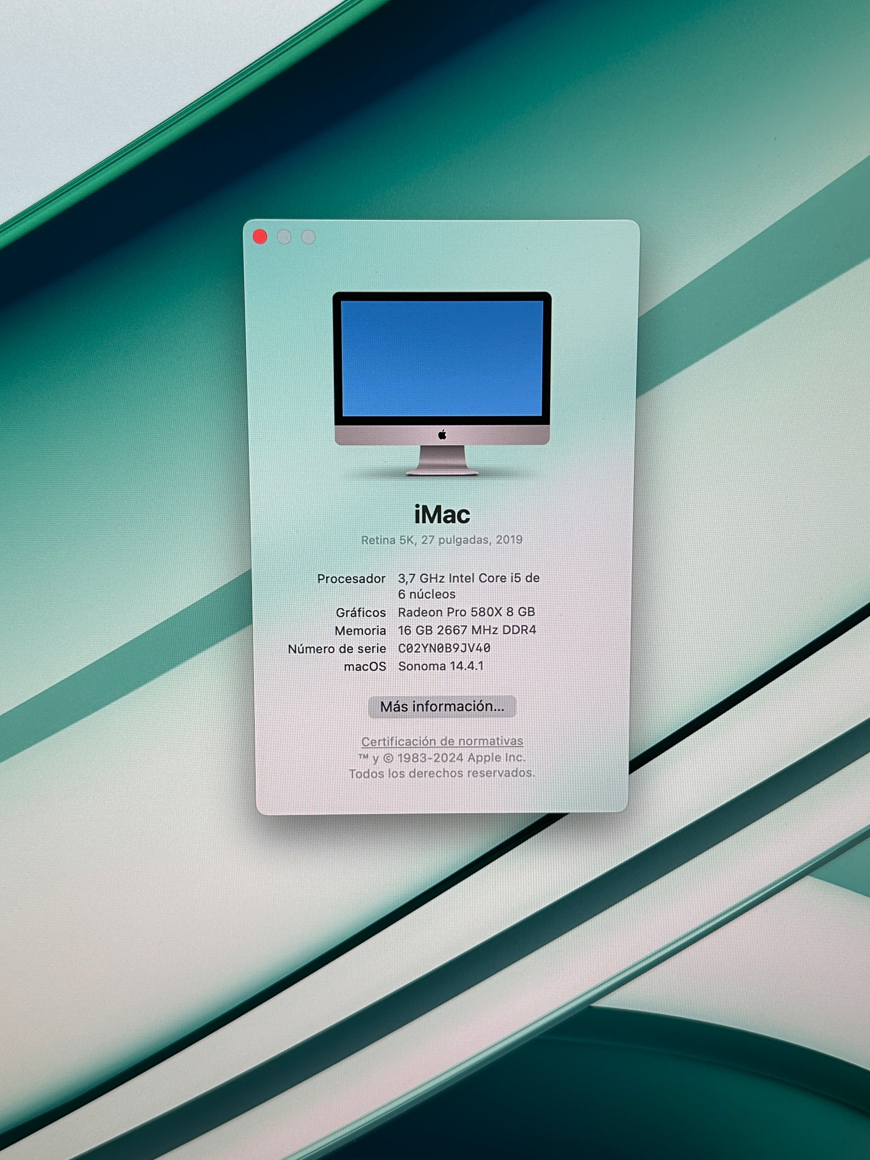 Imac 27" 2019 i5 16gb 1tb SSD