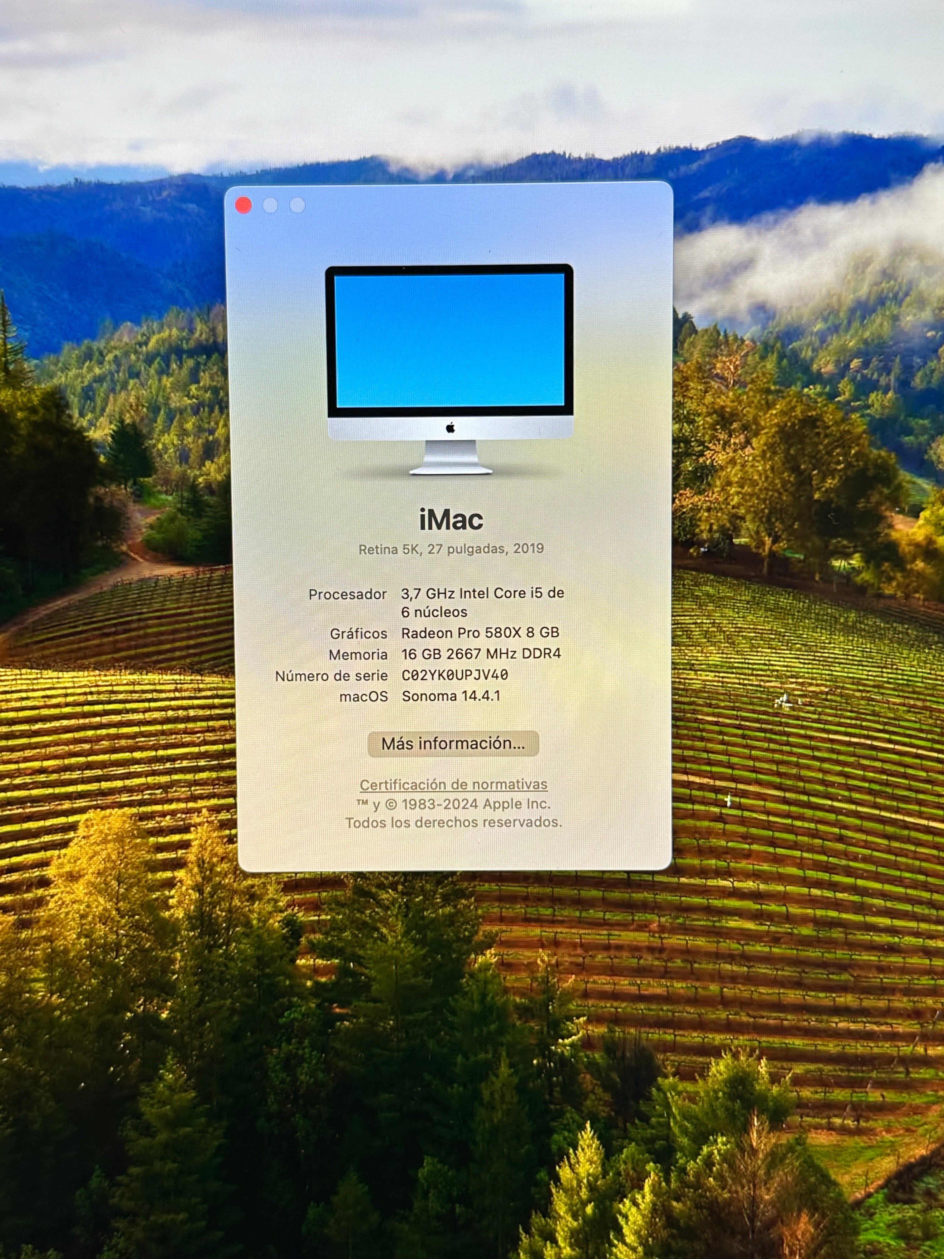 Imac 27" 2019 i5 16gb 1tb SSD