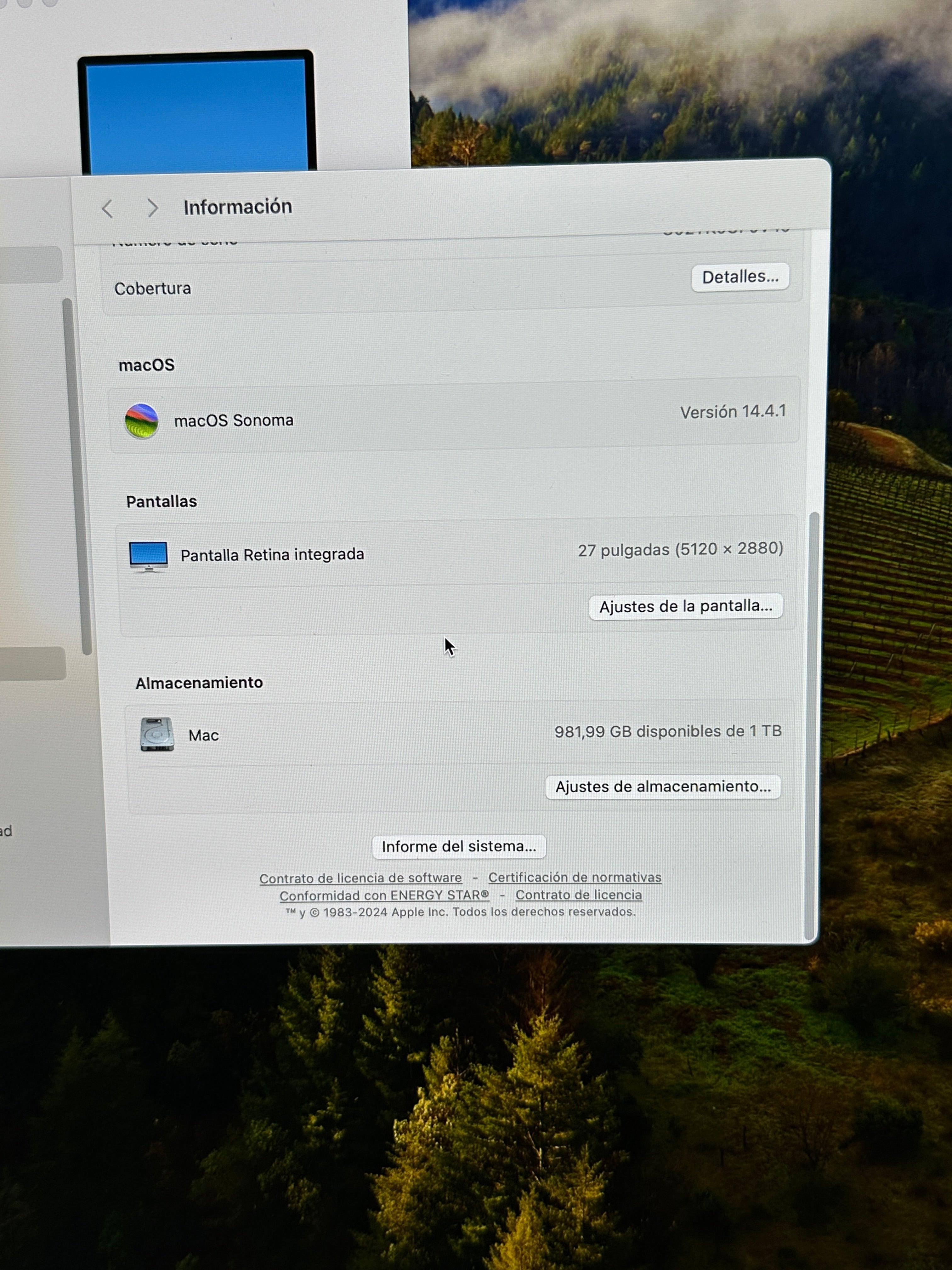 Imac 27" 2019 i5 16gb 1tb SSD