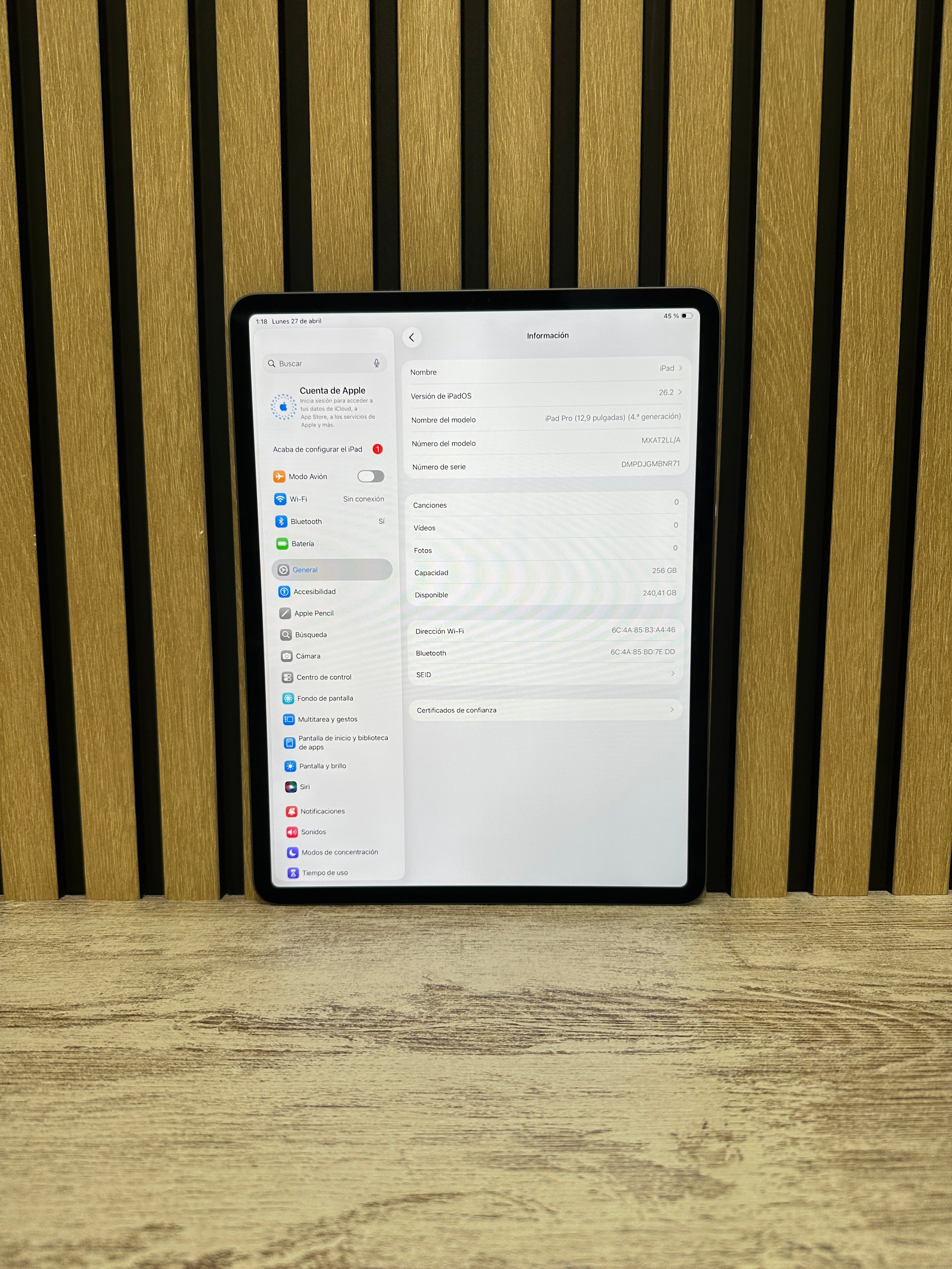 IPAD PRO 12,9” 4A GEN 256GB