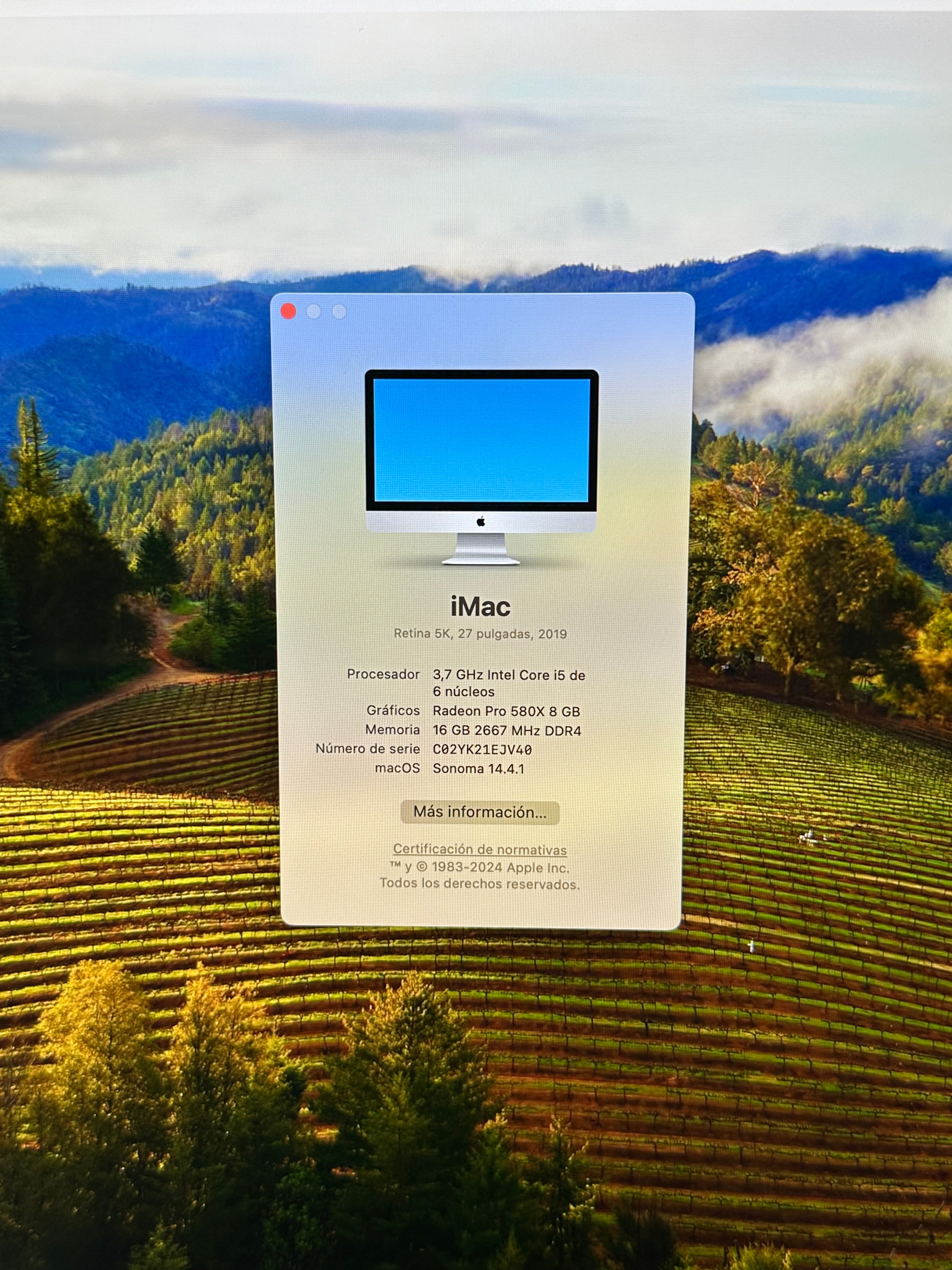 Imac 27" 2019 i5 16gb 1tb SSD