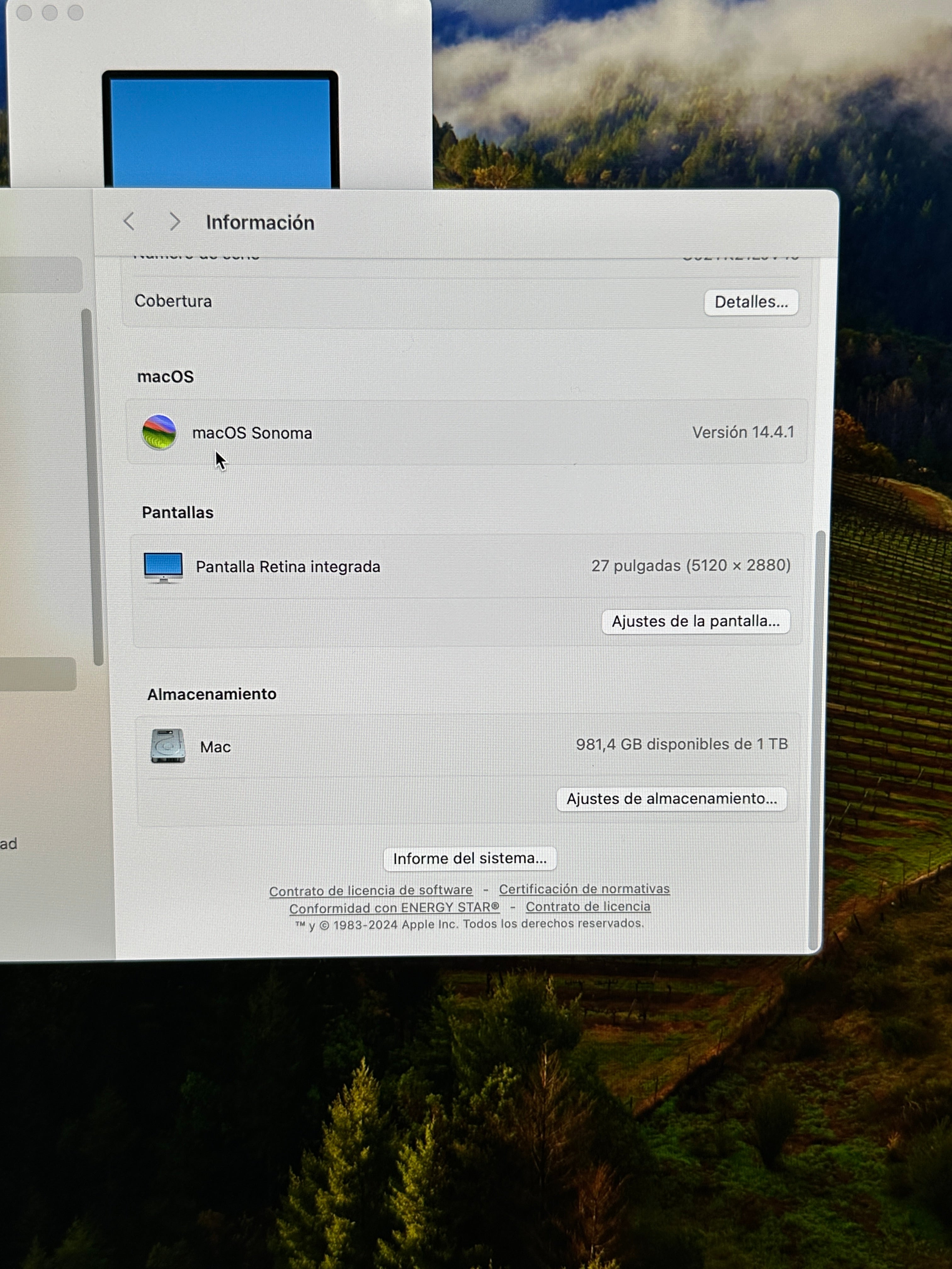 Imac 27" 2019 i5 16gb 1tb SSD
