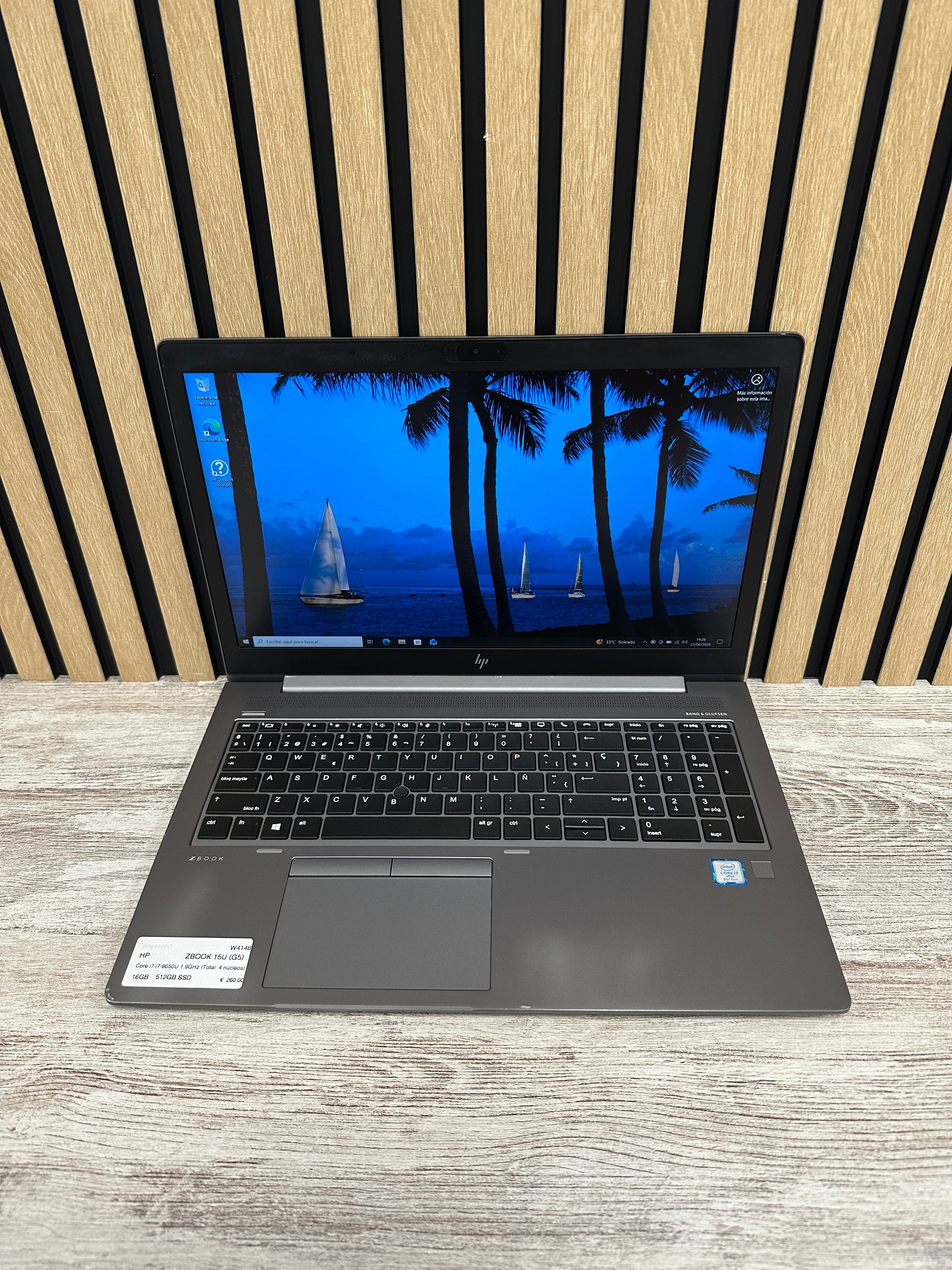 HP ZBOOK 15U (G5) Core i7 i7-8650U 1.9GHz (Total: 4 núcleos) 16GB 512GB SSD 15.6"