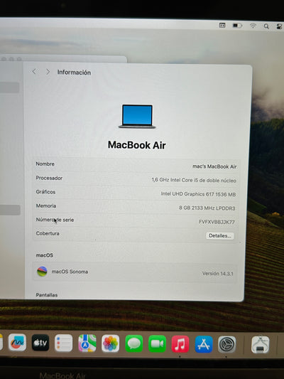 MacBook Air 13" 2018 i5 8gb 128gb SSD