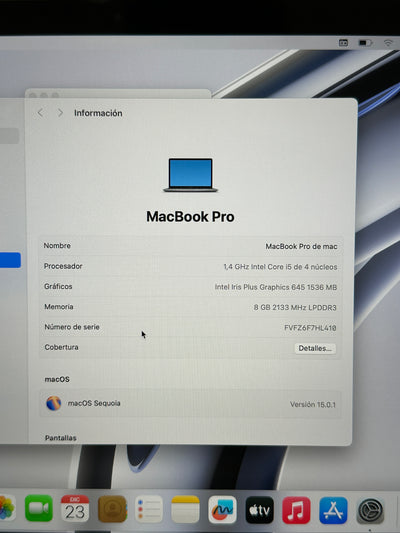 MacBook Pro 13" 2019 TB i5 8gb 256gb SSD