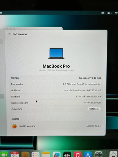 MacBook Pro 13" 2017 i5 8gb 256gb SSD