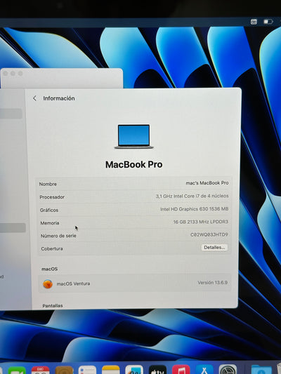 MacBook Pro 15" 2017 i7 16gb 1tb SSD