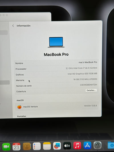 MacBook Pro 15" 2017 i7 16gb 512gb SSD