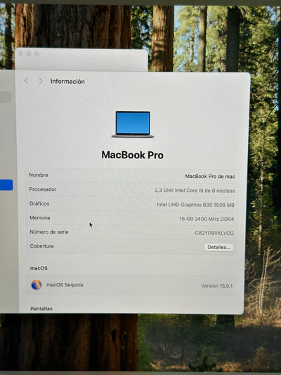 MacBook Pro 15" 2019 i9 16gb 512gb SSD