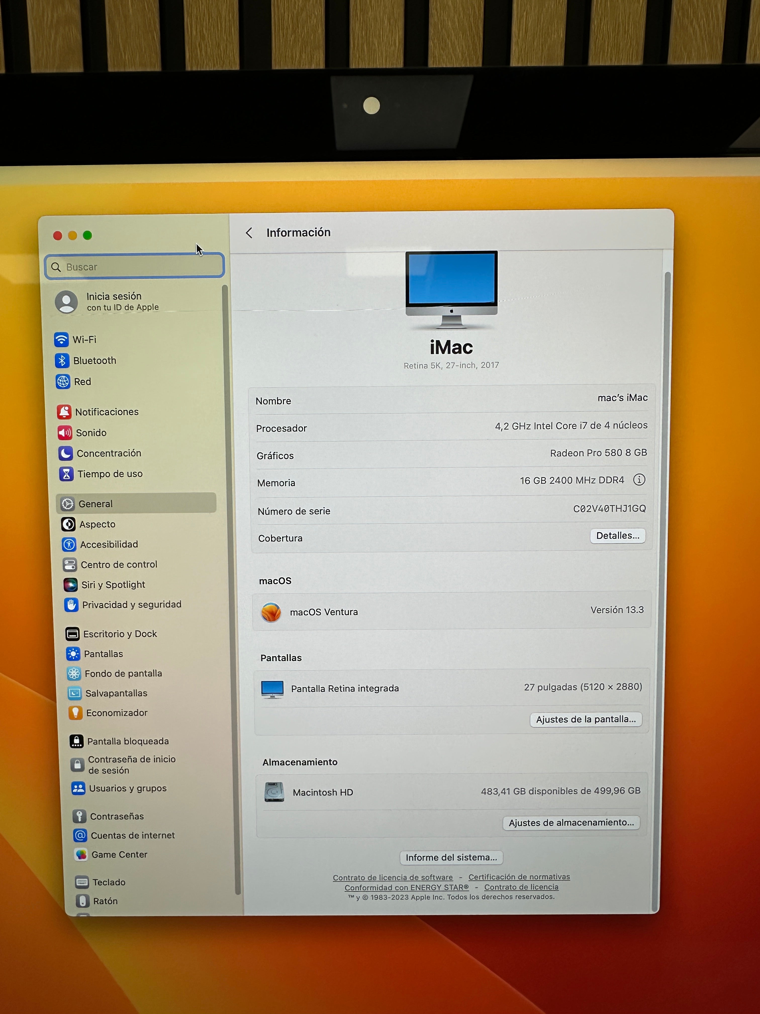 iMac 27" 2017 i7 16gb 512gb SSD