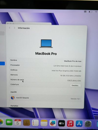 MacBook Pro 13" 2019 TB i5 16gb 512gb SSD