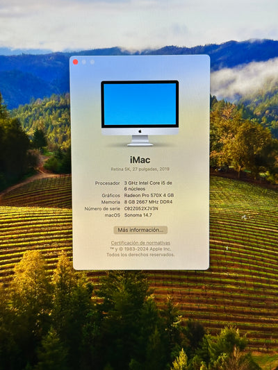 Imac 27" 2019 i5 8gb 1tb Fusion Drive