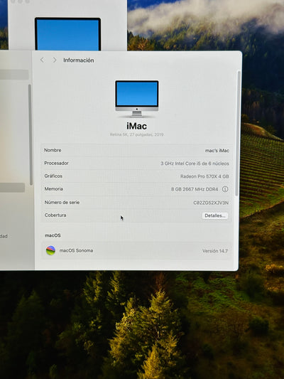 Imac 27" 2019 i5 8gb 1tb Fusion Drive