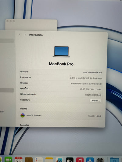 MacBook Pro 16" 2019 i9 16gb 1tb SSD