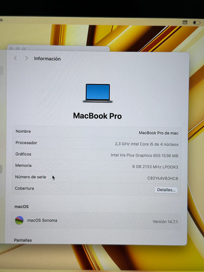 MacBook Pro 13" 2018 TB i5 8gb 256gb SSD