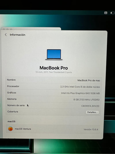 MacBook Pro 13" 2017 i5 8gb 256gb SSD