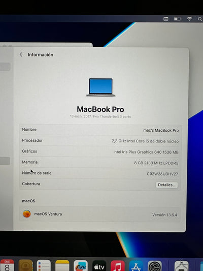 MacBook Pro 13" 2017 i5 8gb 128gb SSD