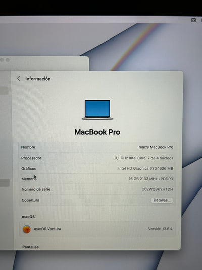 MacBook Pro 15" 2017 i7 16gb 1tb SSD