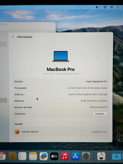 MacBook Pro 13" 2017 i5 8gb 256gb SSD