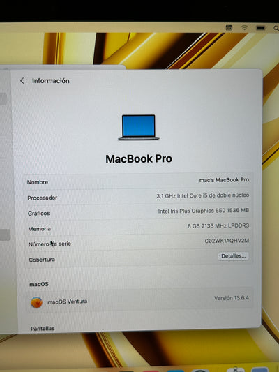 MacBook Pro 13" 2017 TB i5 8gb 512gb SSD