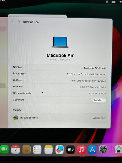 MacBook Air 13" 2018 i5 8gb 128gb SSD