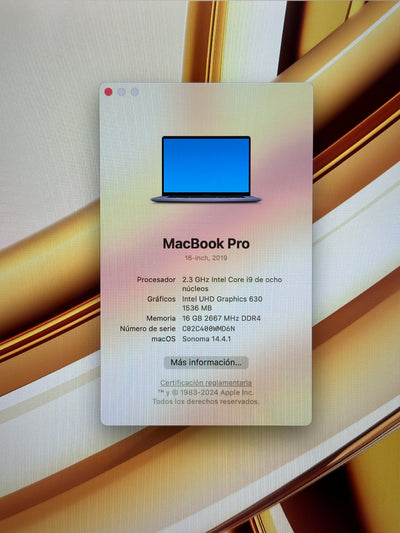 MacBook Pro 16" 2019 i9 16gb 1tb SSD