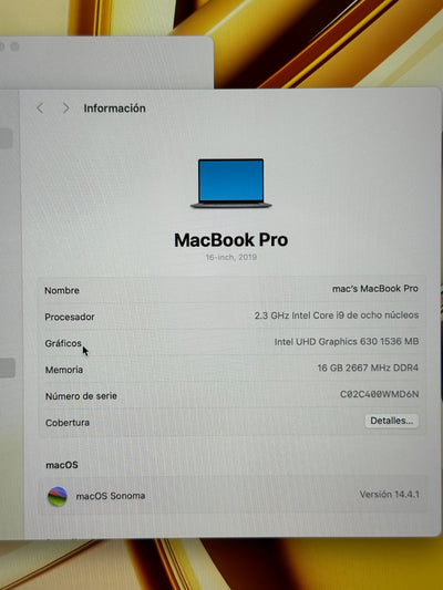 MacBook Pro 16" 2019 i9 16gb 1tb SSD