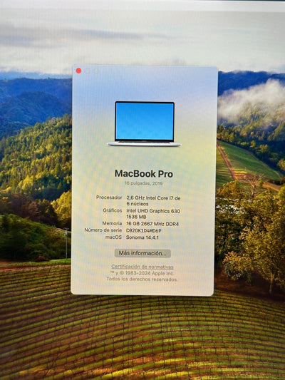 MacBook Pro 16" 2019 i7 16gb 500gb SSD