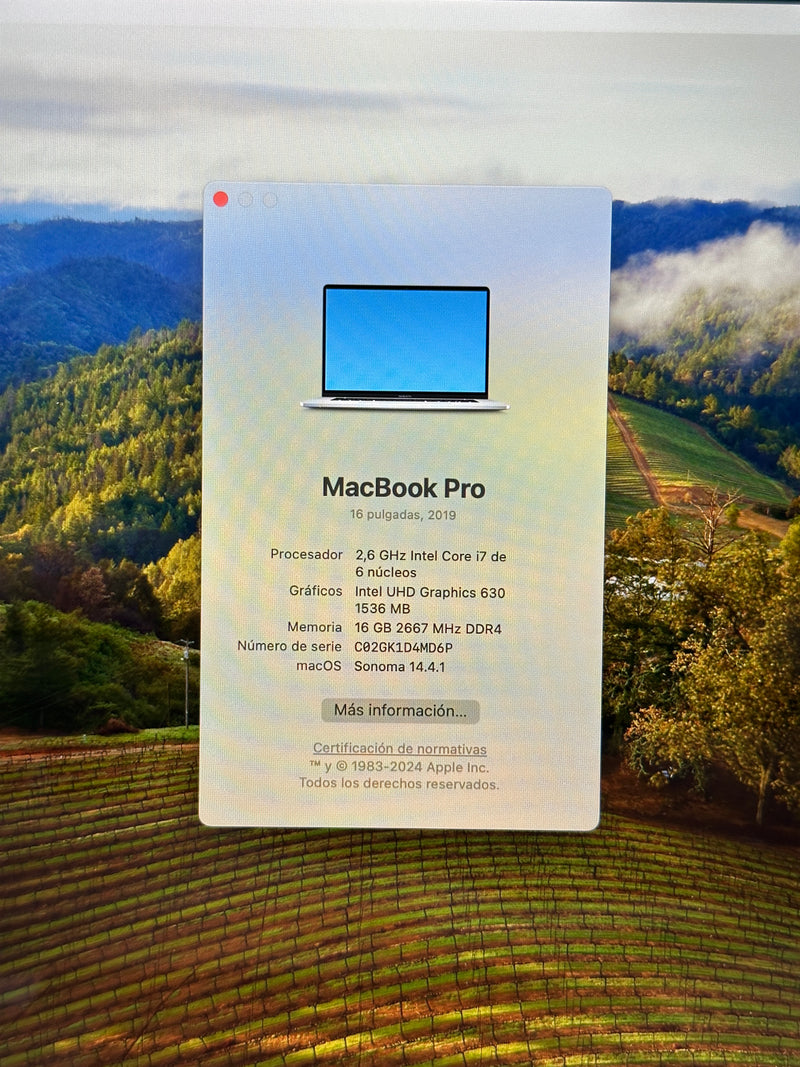 MacBook Pro 16" 2019 i7 16gb 500gb SSD