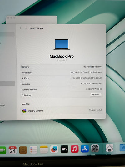 MacBook Pro 15" 2018 i9 16gb 1tb SSD