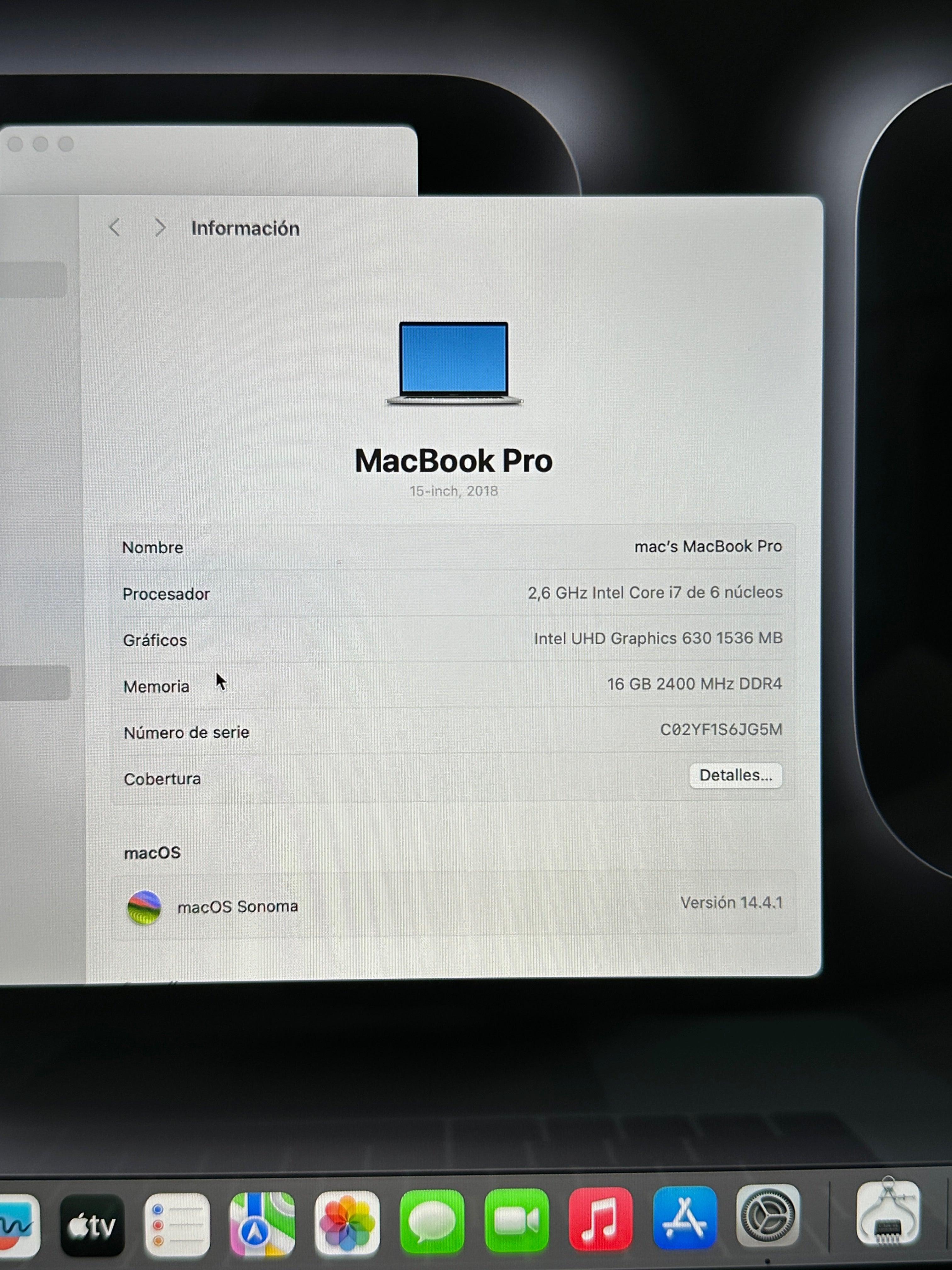 MacBook Pro 15" 2018 i7 16gb 500gb SSD