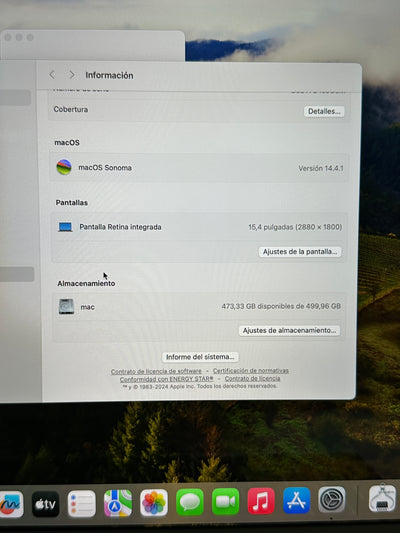 MacBook Pro 15" 2018 i7 16gb 500gb SSD