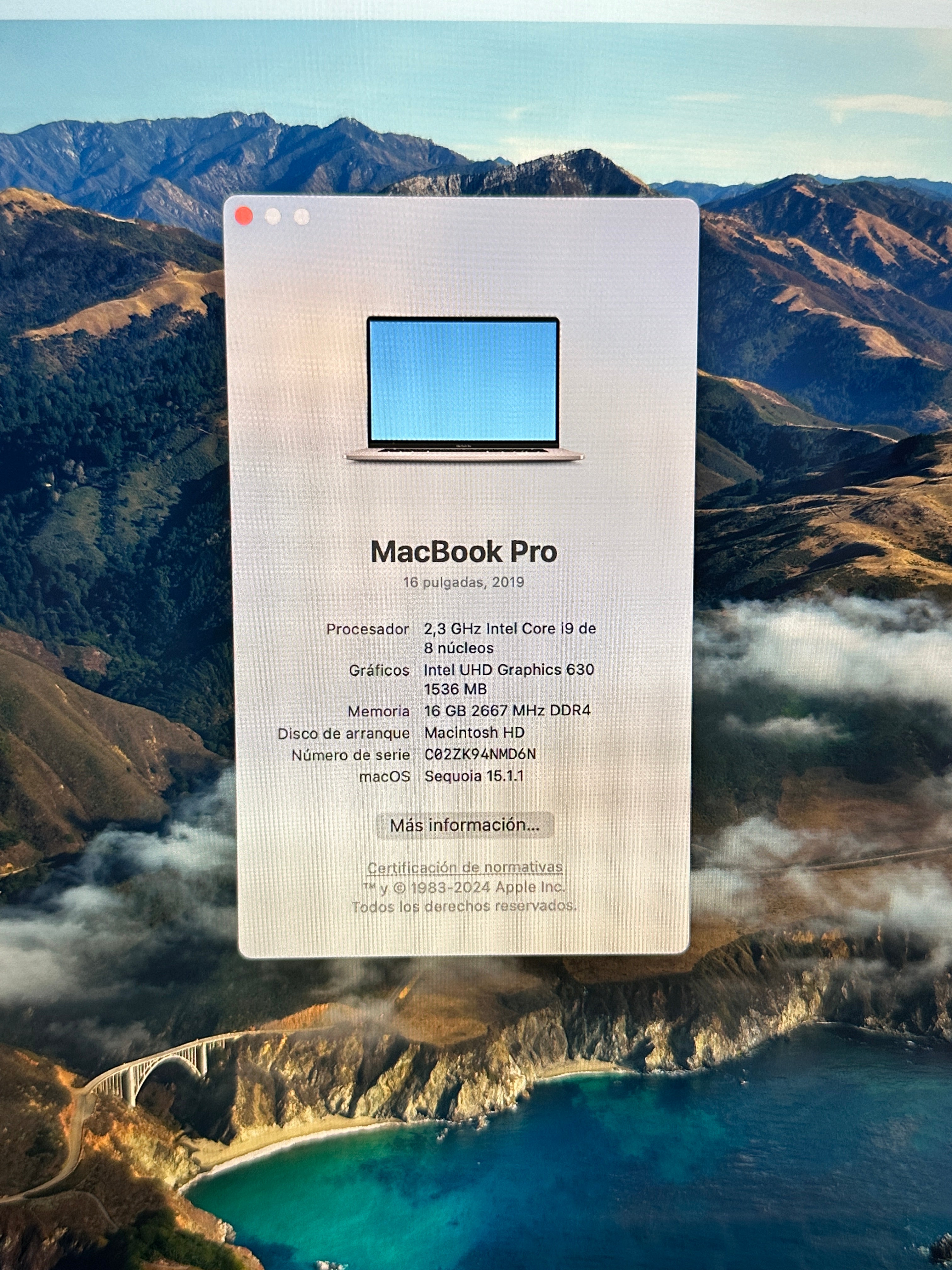 MacBook Pro 16" 2019 i9 16gb 1tb SSD