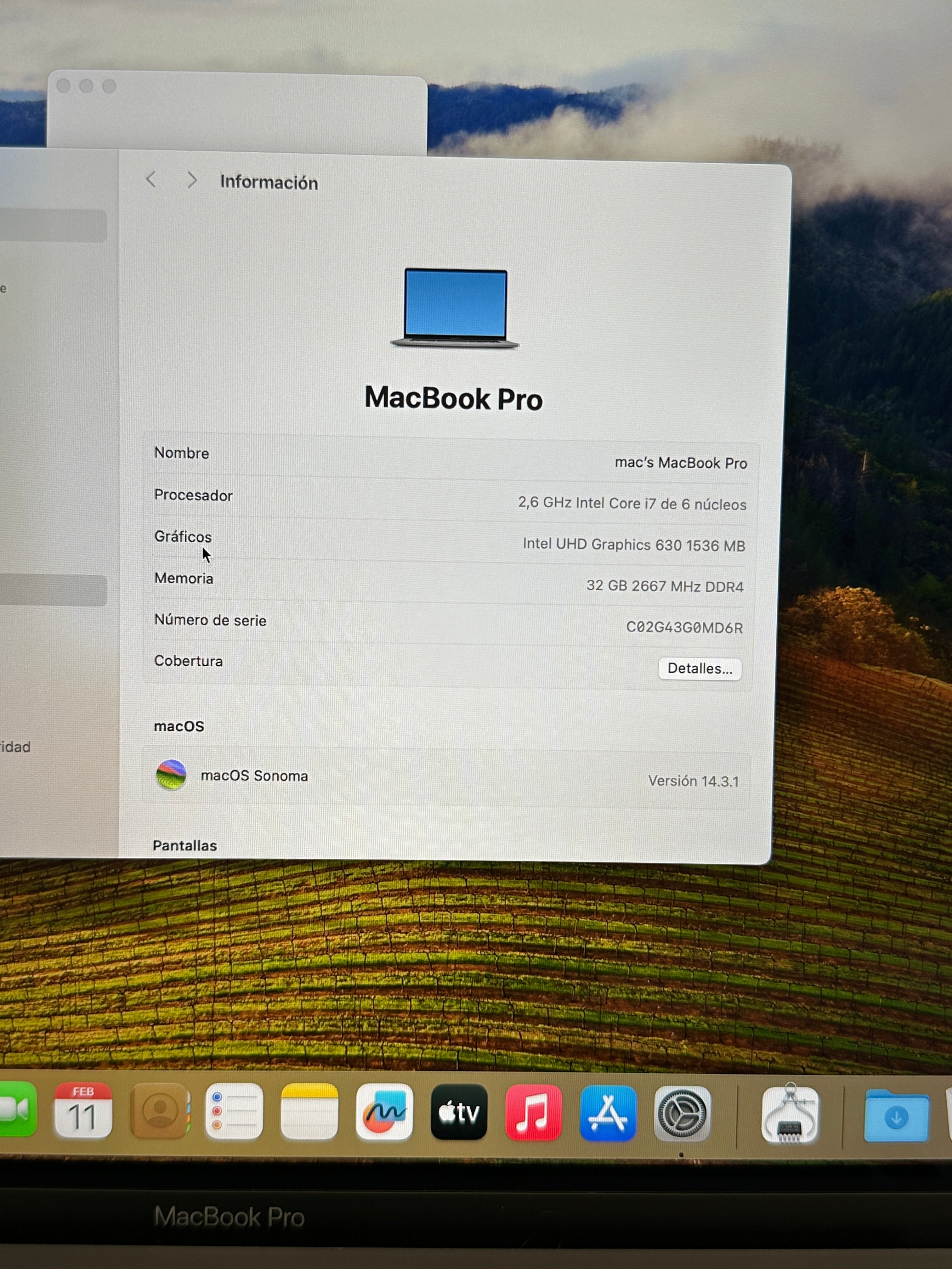 MacBook Pro 16" 2019 i7 32gb 500gb SSD