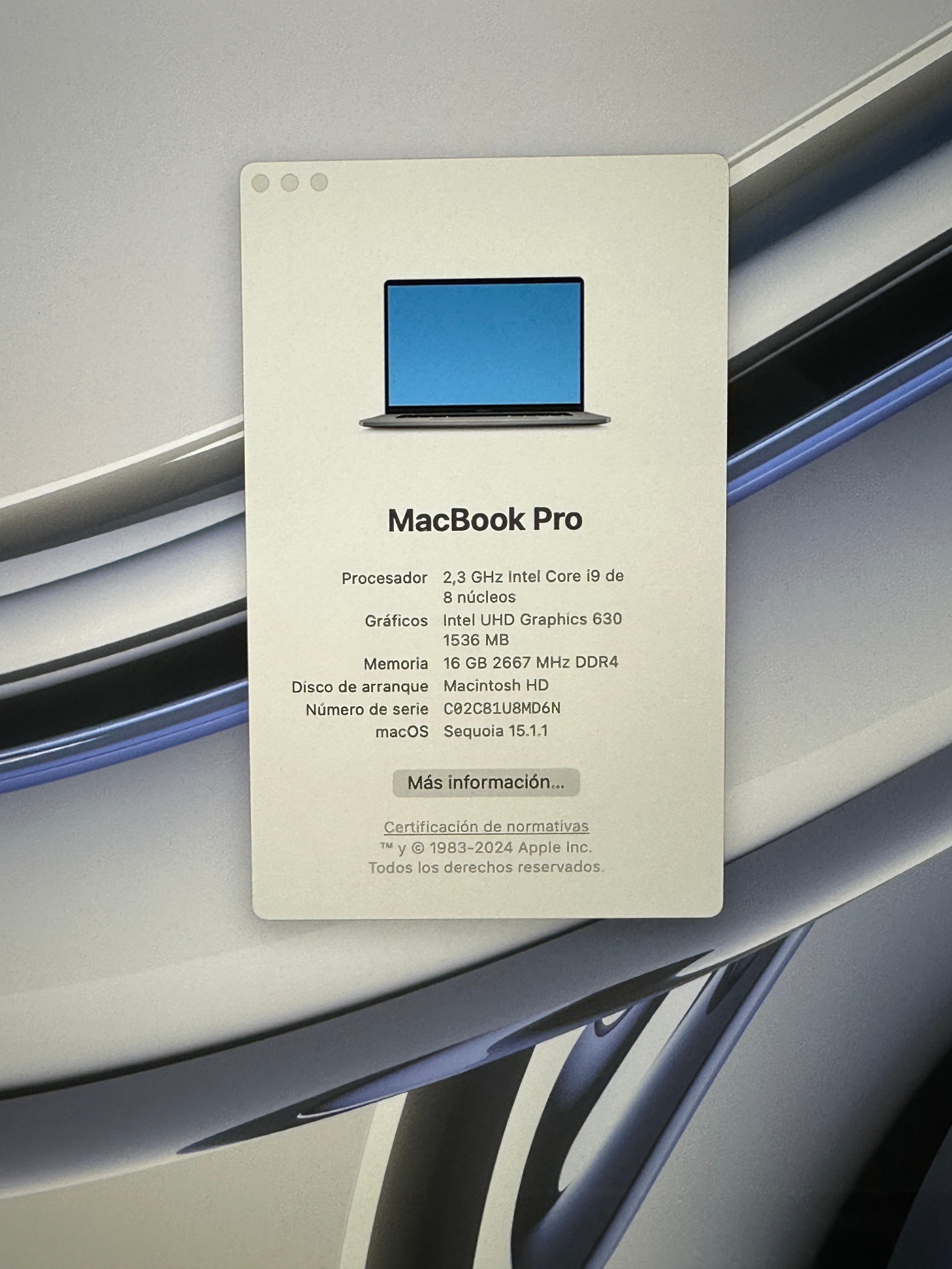 MacBook Pro 16" 2019 i9 16gb 1tb SSD