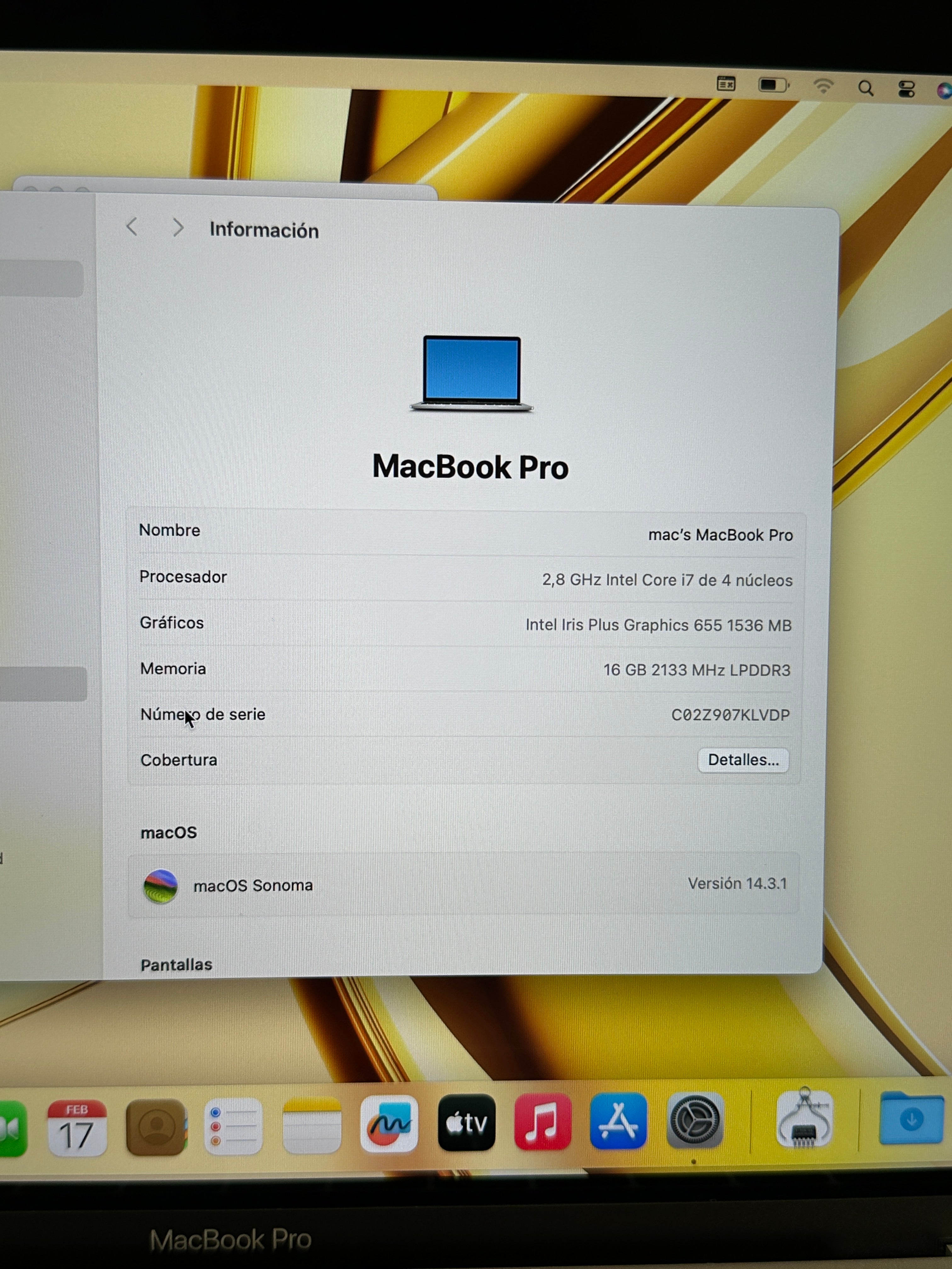 MacBook Pro 13" 2019 TB i7 16gb 500gb SSD