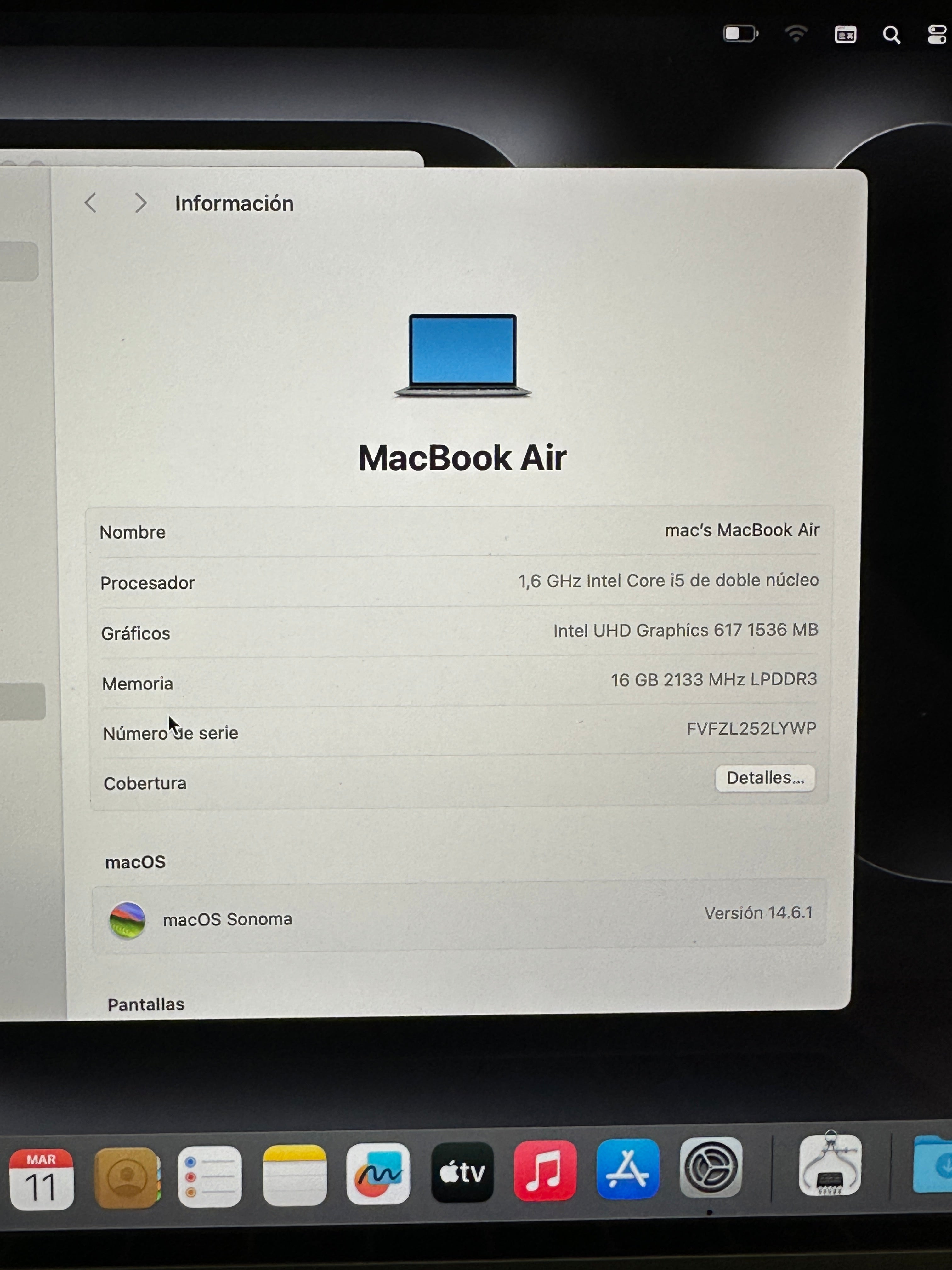 MacBook Air 13" 2019 i5 16gb 500gb SSD