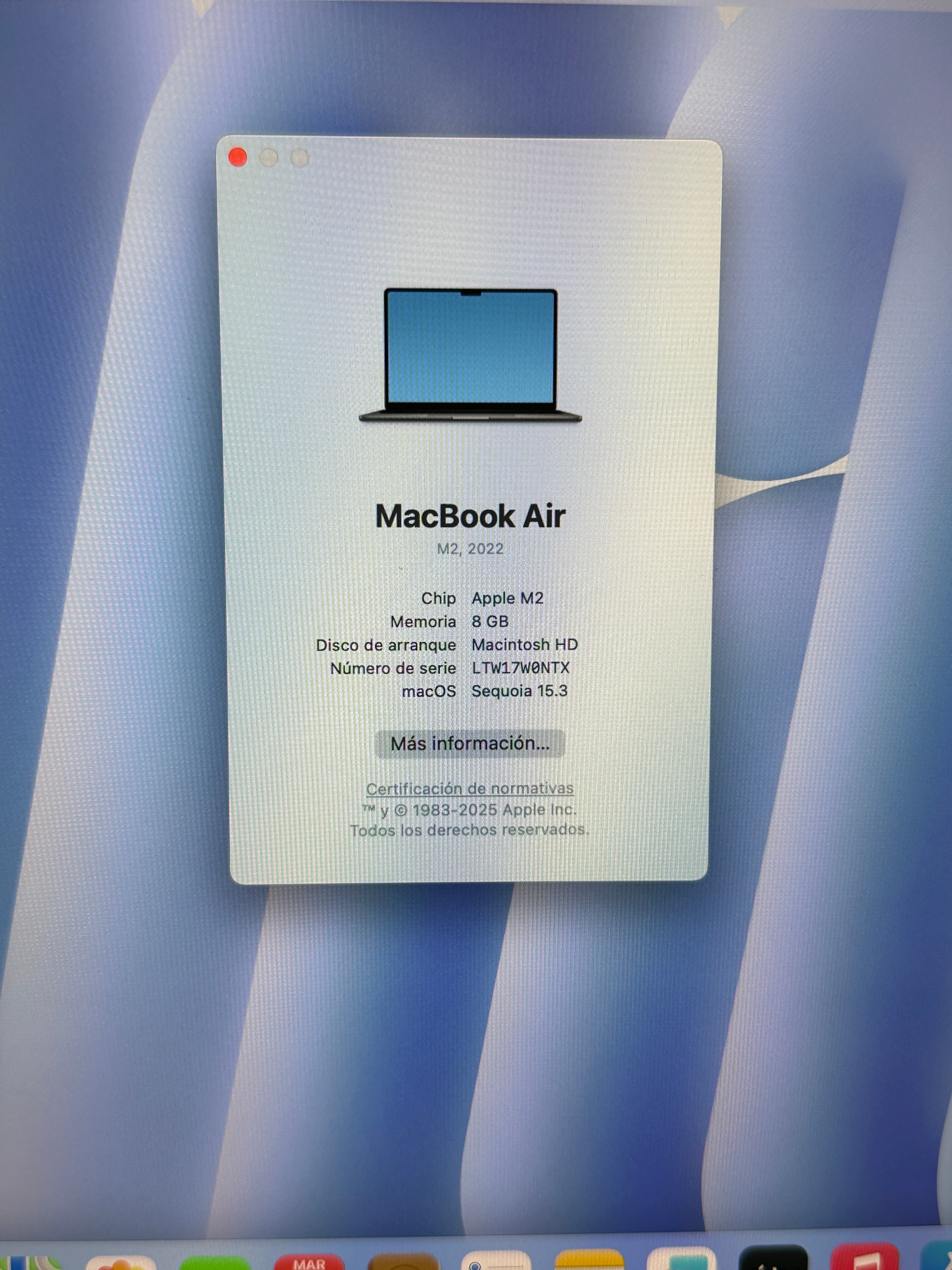 MacBook Air 13" 2022 M2 8gb 256gb SSD