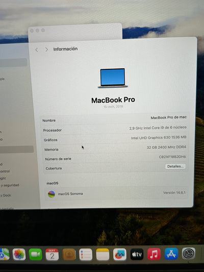 MacBook Pro 15" 2018 i9 32gb 512gb SSD