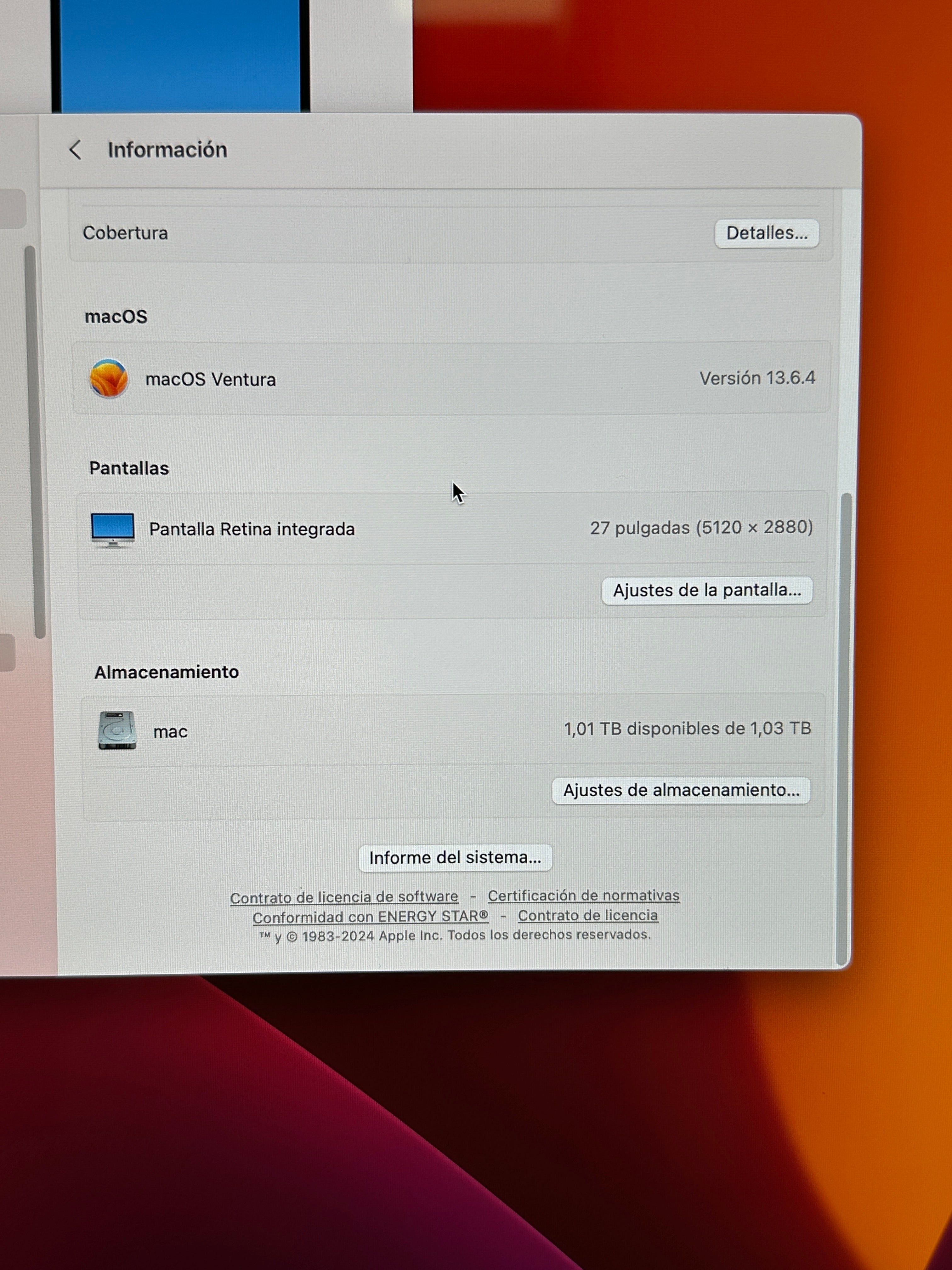 Imac 27" 2017 i5 32gb 1tb Fusion