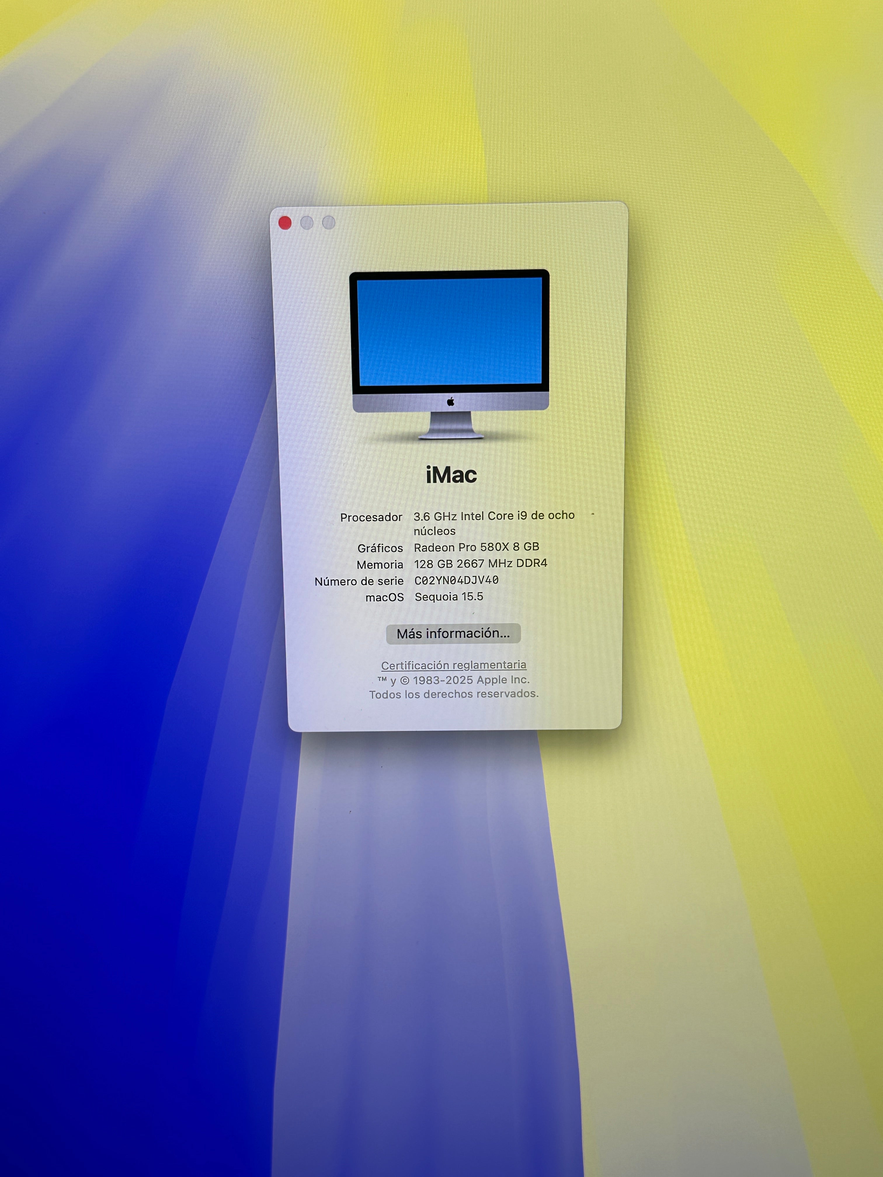 iMac 27" 2019 i9 128gb 1tb SSD