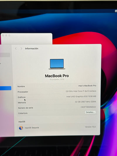 MacBook Pro 16" 2019 i7 32gb 1tb SSD