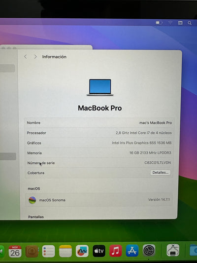 MacBook Pro 13" 2019 TB i7 16gb 1tb SSD