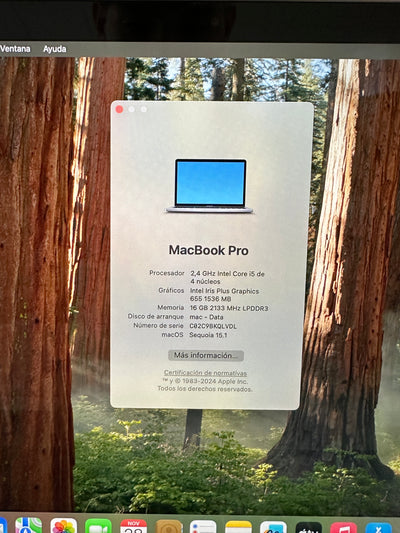 MacBook Pro 13" 2019 TB i5 16gb 256gb SSD