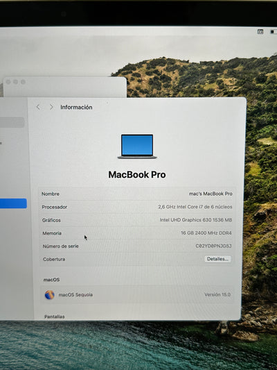 MacBook Pro 15" 2018 i7 16gb 512gb SSD