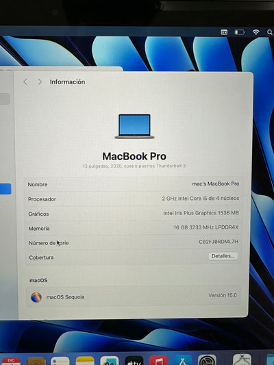 MacBook Pro 13" 2020 TB i5 16gb 500gb SSD