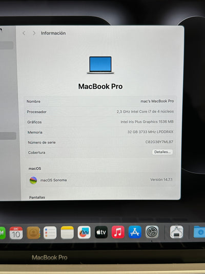 MacBook Pro 13" 2020 TB i7 32gb 1tb SSD