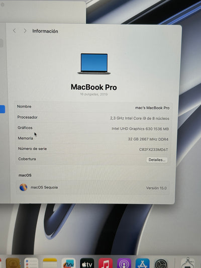 MacBook Pro 16" 2019 i9 32gb 1tb SSD