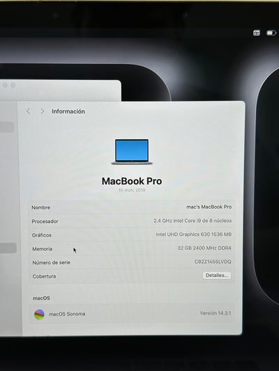 MacBook Pro 15" 2019 i9 32gb 512gb SSD